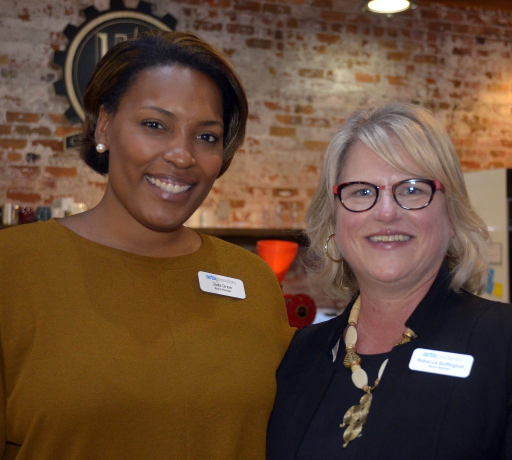 ArtsGreensboro Board Members Jada Drew, left, and Rebecca Buffington, right.