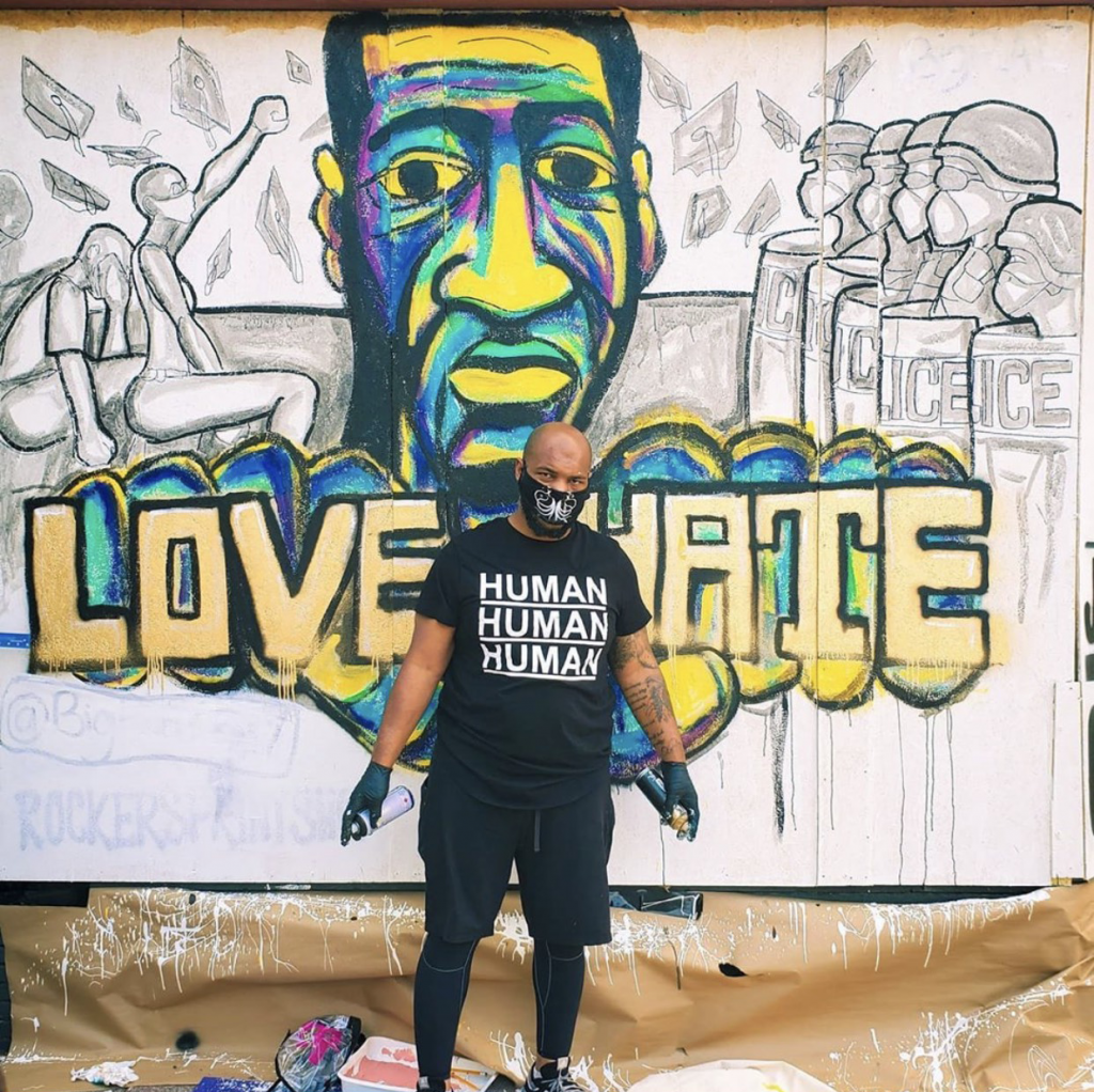 love vs hate painting in downtown greensboro nc